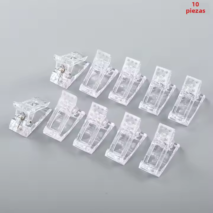 Clip De Uñas Acrílicas Transparentes 5/10pcs Para Extensión De Pólen Con Lámpara UV Herramientas De Arte De Manicura - 1