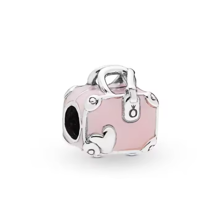 PANDORA Dije rosa para bolsa de viaje, pulseras compatibles con momentos, joyería para mujer, regalo para mujeres en tu vida - 1