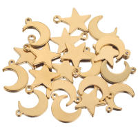 20pcs Encantos Pequeños De Estrella Y Luna En Acero Inoxidable Para Colgantes Y Conectores De Joyería DIY Y Artesanía - details 1