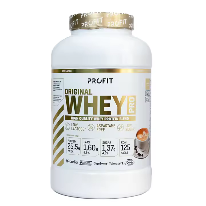 PROFIT - Original WheyPRO -  2 Kg -  Concentrado de proteína de suero de leche - Sabor a elegir - Calidad Promiko - Alto en BCAA, glutamina y aminoácidos esenciales. Con enzimas digestivas - 1