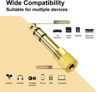 FGNS Adaptador de Audio, Convertidor de Jack 6.35mm a 3.5mm Macho a Hembra, Adaptador Jack 6.35 Macho a Mini Jack 3.5 mm Hembra en Cobre Puro Chapado en Oro para Clavija Auriculares y Cascos Audio Gaming Pc Piano Guitarra - details 2