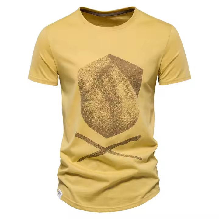 Camiseta informal de manga corta para hombre, Camiseta deportiva estampada de algodón puro europeo y americano para hombre - 1