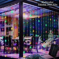 Curtain String Lights Solar Powered LED 8 Modos Perfectas Para Fiestas Bodas Y Decoraciones De Jardín Exterior Navidad Luz Solar - details 1