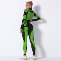 SSITO Conjunto Deportivo de manga Larga para Mujer, traje de Yoga, ropa de Cuello alto para Gimnasio, Top Short de Fitness, Leggings sin costura de DOT in Rayas, Nuevo, 2 Unidades/Set - details 10