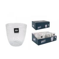LA MEDITERRÁNEA Set 12 Vasos de cristal 300ml "ODIEL", tacto relieve, alta calidad, resistente y durabilidad, cristal grueso - details 0