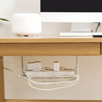 Organizador De Cables Con Enchufe Y Estante Soporte Para Escritorio Adhesivo Fuerte Almacenamiento De Cableado Madera Ecológica - details 4