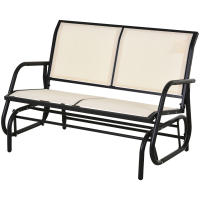 Outsunny Banco Balancín de 2 Plazas Silla Mecedora de Jardín Tubo de Metal y Tela Texteline Transpirable para Exterior Carga Máx. 200 kg 120x70x85 cm Beige - details 0