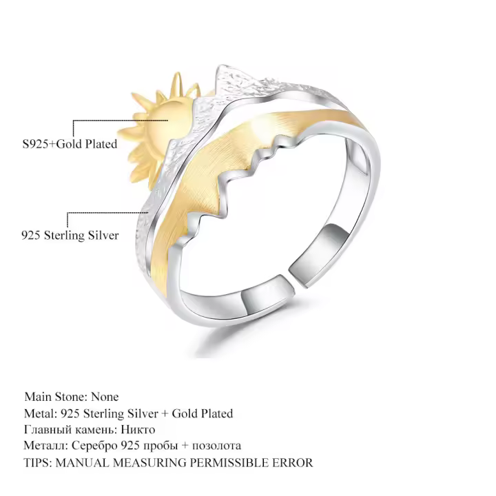 Anillo ajustable de diseñador Premium Nature Wind Sun Sunrise - 1