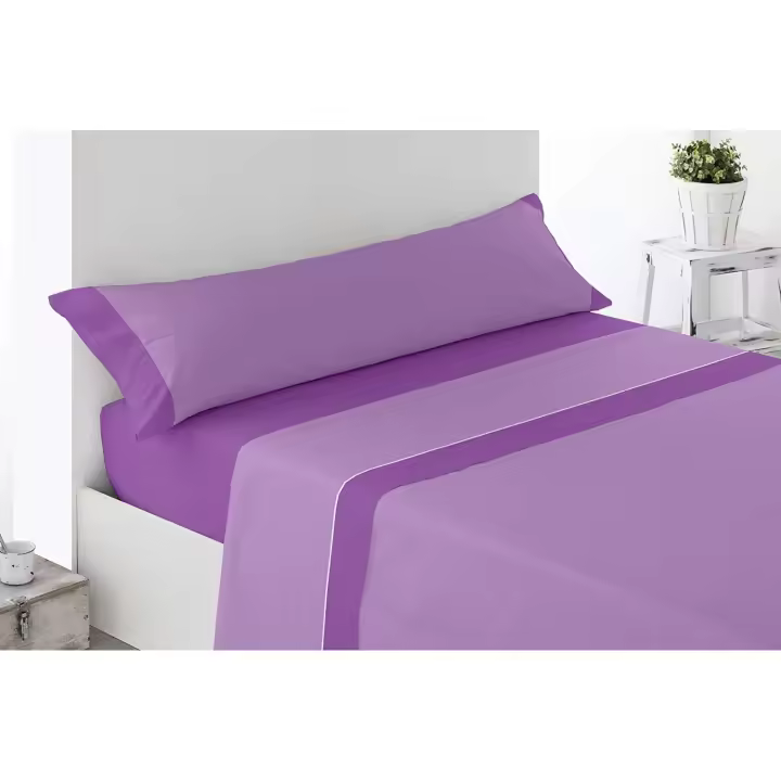 Energy Colors Textil-Hogar Juego Sabanas Verano 3 Piezas 100 % Poliéster Liso Bicolor Ligeras - 1