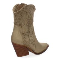 PuntoSalao Botines de tacón campero estilo cawboy comodos para mujer color verde A-5004 - Un Botín Campero con Tacón  Cómodos  Diseño Calado con Bordado en Caña y Empeine y Cierre de Cremallera - details 2