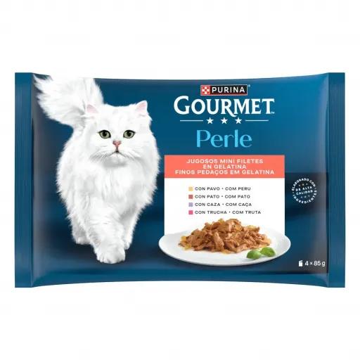 Gourmet Comida Húmeda en Multipack Perle Mini Filetes en Gelatina para Gatos - 4x85 gr