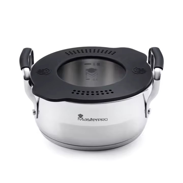 Cacerola Masterpro 16cm Acero Inoxidable Inducción con Tapa SMART - Versatilidad y Distribución del Calor - 1