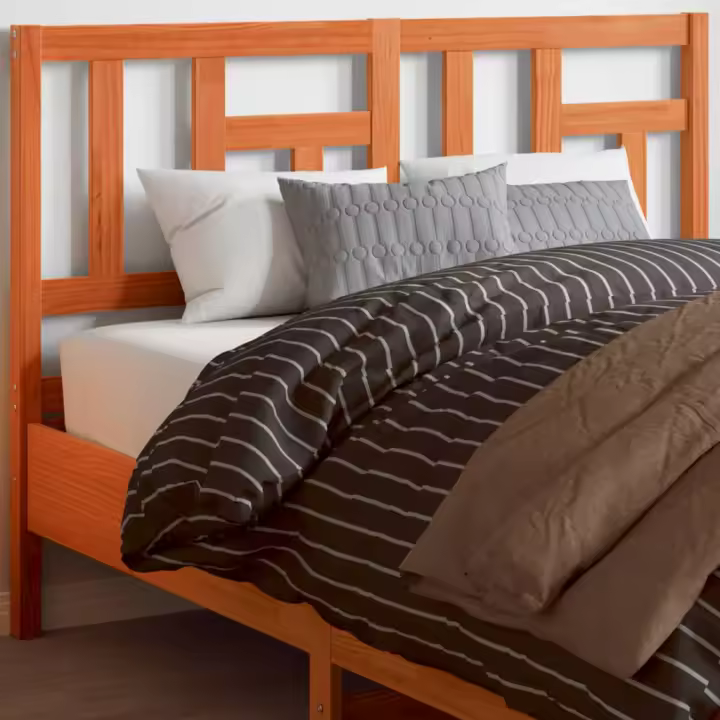 vidaXL Cabecero de cama madera maciza de pino marrón cera 135 cm - 1