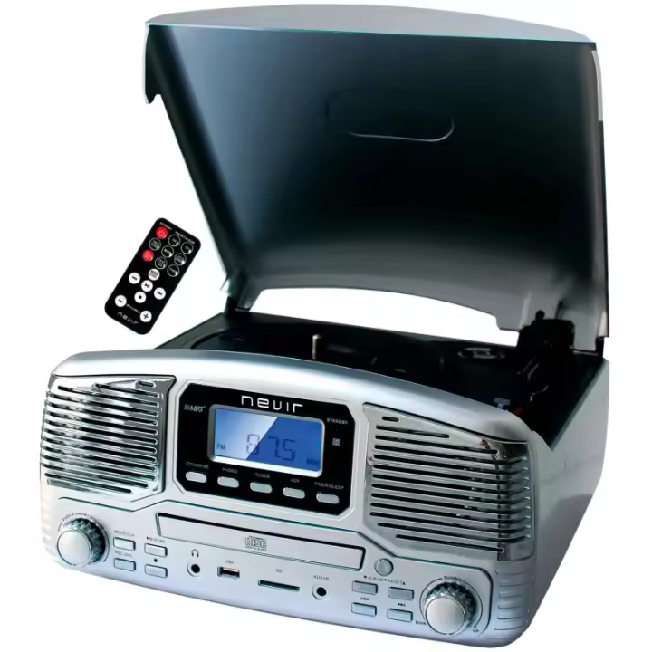 Tocadiscos Todo En 1 Nevir Nvr-812vmuc Plata   Radio Digital / Cd / Usb / Sd / V - 1