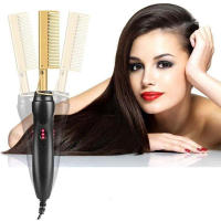 Peine Cepillo De Pelo Recto 2 En 1 Portátil Calentamiento Rápido Cobre Peine De Pelo Recto Profesional Para Peluquería - details 0