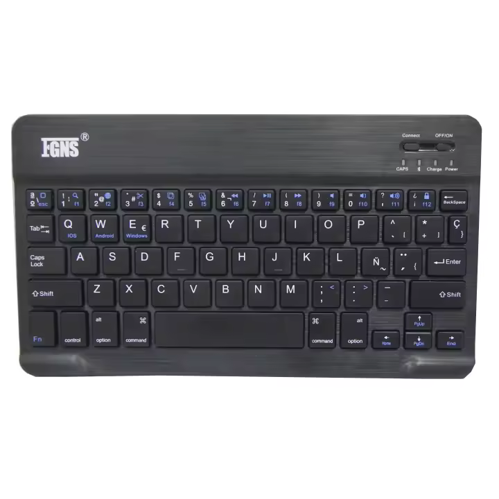 FGNS Teclado Español Ñ para Tablet, Teclado Bluetooth  Inalámbrico Portátil para Ultra Delgado para Cualquier Sistemas Operativos iOS Android Windows,Compatible con iPad Galaxy Tab Tablets Portátil Teléfonos Inteligentes(Negro Blanco) - 1