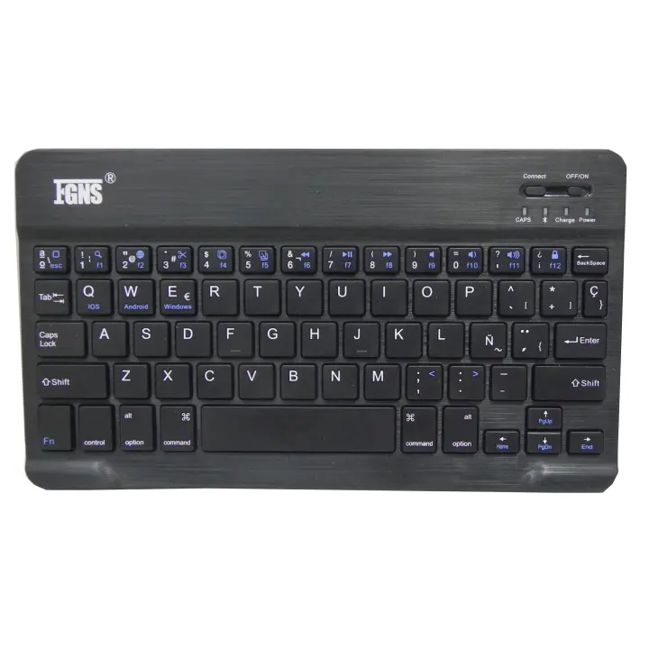 FGNS Teclado Español Ñ para Tablet, Teclado Bluetooth  Inalámbrico Portátil para Ultra Delgado para Cualquier Sistemas Operativos iOS Android Windows,Compatible con iPad Galaxy Tab Tablets Portátil Teléfonos Inteligentes(Negro Blanco) - 1