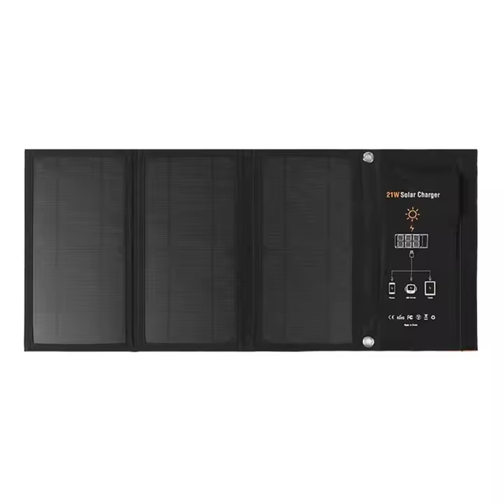 DAM. Cargador solar plegable de 21W. Para tablet, PC, smartphone, cámara de fotos, etc. 68x3x28,5cm - 1