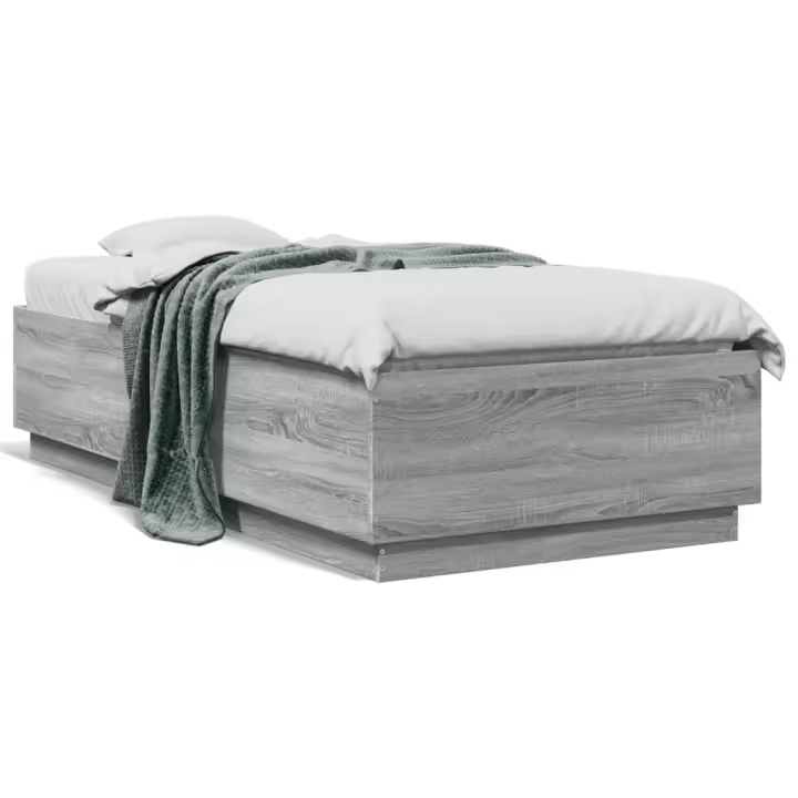 vidaXL Estructura de cama madera de ingeniería gris Sonoma 75x190 cm - 1