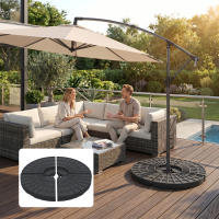 Outsunny Peso para Base de Sombrilla de 4 Piezas Base para Sombrilla Redondo Rellenable de Agua 52 Litro Arena 60 kg o Mixto 70 kg para Base Cruzada Negro - details 3