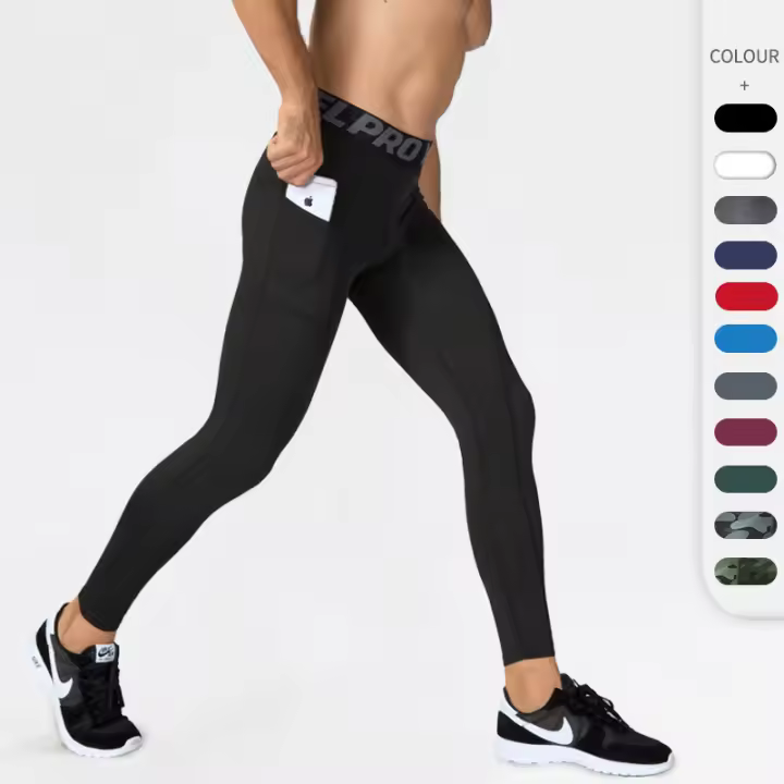 Mallas de compresión para hombre, medias deportivas secas y frescas para correr, pantalones de ciclismo con parte inferior de capa Base para entrenamiento, entrenamiento atlético, gimnasio - 1