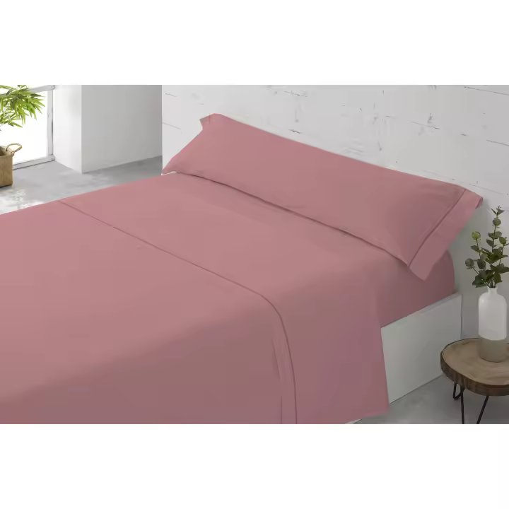 Plusdescanso - Juego de sábanas lisas PADUANA COLORS - CORAL- Algodón. Máxima calidad y suavidad al mejor precio. Formado por bajera, encimera y una o dos fundas de almohada. Varios colores. - 1