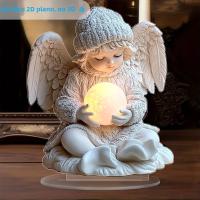 Angel 2D Flat Con Bala Luminosa De Acrílico Para Decoración De Oficina Y Sala De Estar Regalo De Cumpleaños Y Invierno Con Pedestal Incluido - details 1