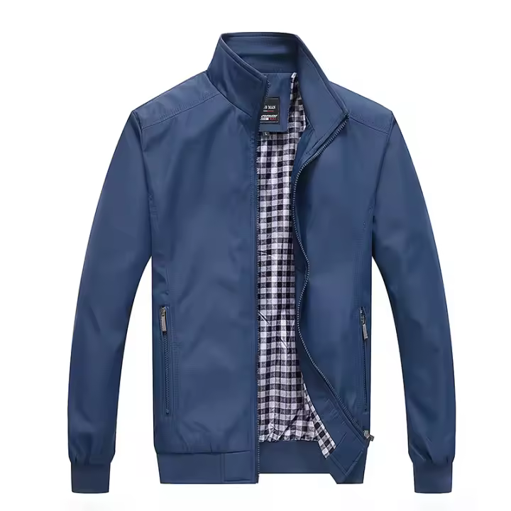 Chaqueta De Moda Para Hombre Casual De Primavera Y Otoño Abrigo Grande Y Suelto Estilo Dad Con Bolsillos Cierre De Cremallera - 1