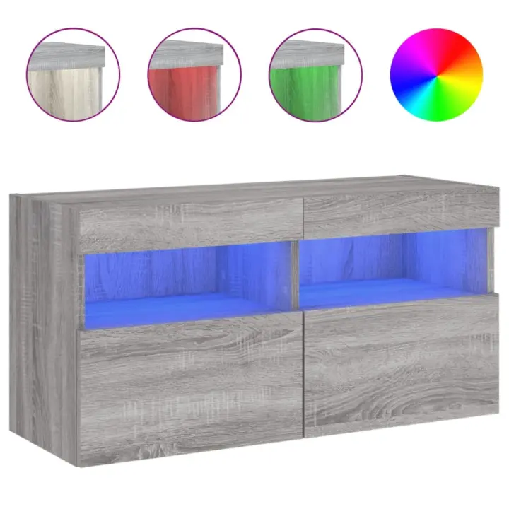 vidaXL Mueble de TV de pared con luces LED 80x30x40 cm, Mueble de Salon, Mueble TV, Mueble TV salon, Mesa de TV, Mueble tele - 1