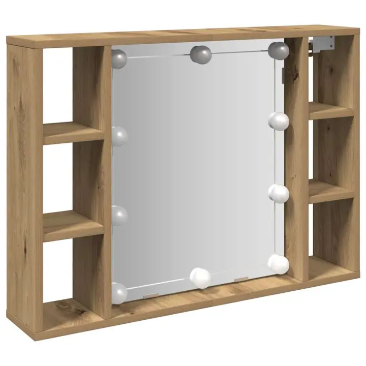 VidaXL Mueble Espejo y LED Madera Ingeniería Roble artesano 76x15x55cm - 1