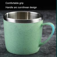 Vaso De Acero Inoxidable Sencillo Y De Color Sólido Con Elemento De Trigo Y Paja Para Niños Vaso Pequeño De Agua Antideslizante Y Anti-herida - details 5