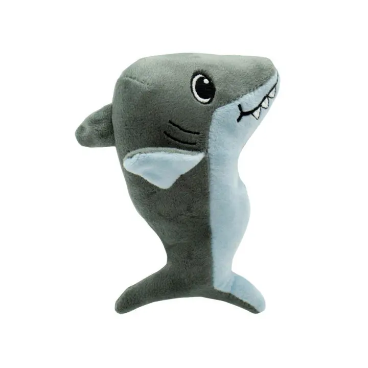 Peluche para perros   Tiburón con chirriador de Bubimex  18cm | Juguete para perros - 1