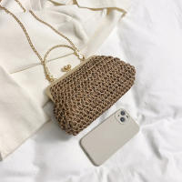 Bolso De Noche Elegante Para Mujer Con Cadena Dorada Bolso De Mano Tejido Manual Para Fiesta Banquete Clutch De Hombro Cruzado - details 32