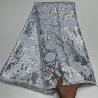 Tela De Encaje Africano De Alta Calidad 5 Yardas Brocado Nigeriano Jacquard Demask Francés Para Costura Vestidos De Fiesta Para Mujeres - details 10