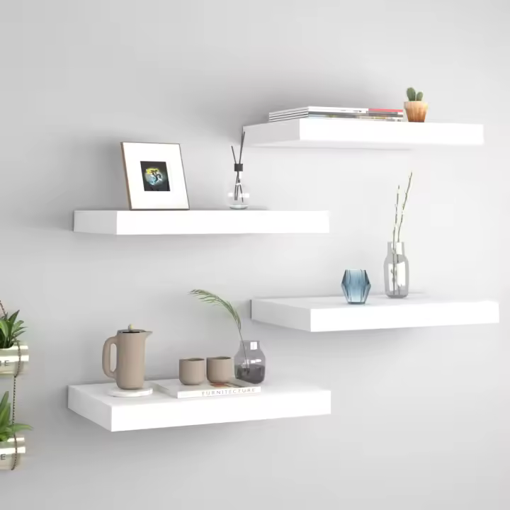 Estantes flotantes de pared 4 uds MDF blanco 40x23x3,8 cm - 1
