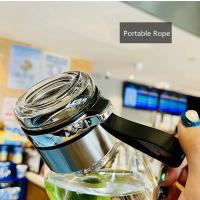 Botella De Agua De Vidrio Grande 2L Portátil Y Transparente Para Jugos Y Té Con Infusor Anti-Rotura Para Adultos - details 7