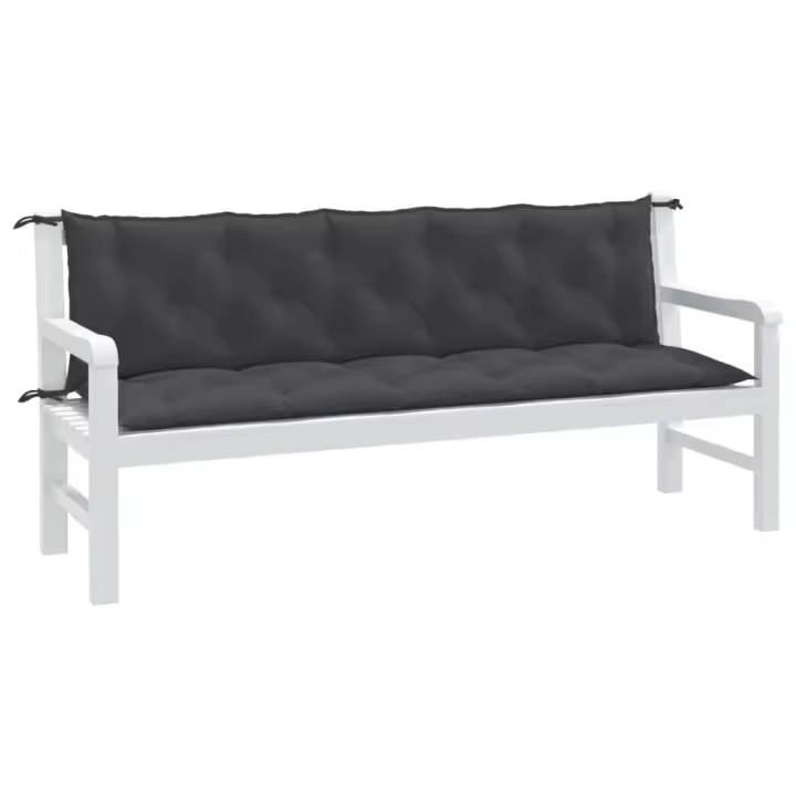 vidaXL Cojines banco jardín 2 uds tela antracita melange 180x50x7 cm - 1