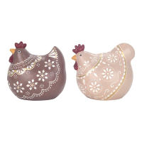 CAPRILO REGALOS & DECORACIÓN Set de 2 Figuras Decorativas de Resina Multicolores "Gallinas Cenefas". Adornos y Esculturas. Animales. Regalos Originales. Decoración Hogar. 15 x 11 x 14 cm. - details 1