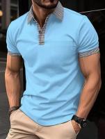 Camisa Polo Hombre Verano Color Sólido Cuello En V Botones Manga Corta Diseño Oversize Ropa Casual Negocios Prenda Transpirable - details 2