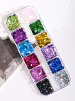 12 Grillas De Diseño Estelar De Cuatro Puntos Glitter Holográfico Para Uñas Adornos De Tela De Lentejuelas DIY Para Arte De Uñas - details 13
