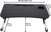 Mesa de cama para portátil, escritorio de pie para sofá, desayuno, bandeja de café plegable, soporte para portátil, soporte de lectura (60 x 40 cm) (negro) - details 2
