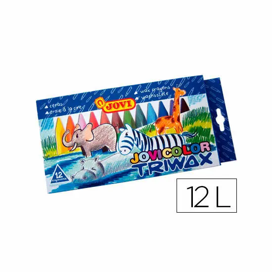 Lapices cera jovicolor triangular triwax 12 colores. Jovi - 1