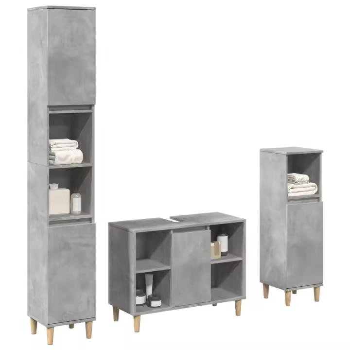 vidaXL Set muebles de baño 2 piezas madera contrachapada gris hormigón - 1