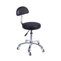 Taburete de peluquería con Respaldo Negro, Estructura cromada y Base de 5 Ruedas - details 0