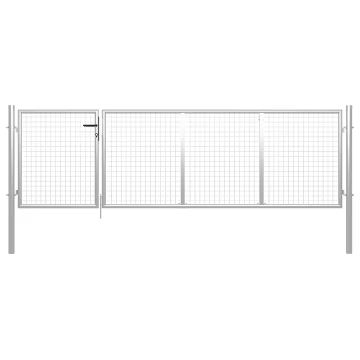 vidaXL Puerta de jardín de acero plateado 350x100 cm - 1