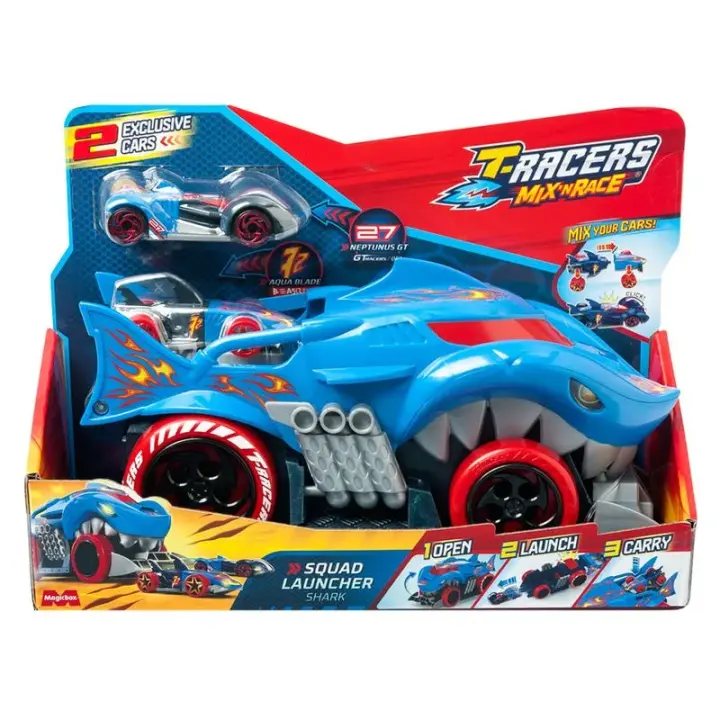 T-Racers Mix 'N Racer Camión Tiburón con Lanzador Azul 38901 MAGIC BOX - 1