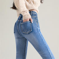 Jeans Térmicos Para Mujer Invierno Nieve Cálido Grueso Vaqueros Delgados Con Felpa Estilo Retro Azul Pantalones Largos Casual - details 10