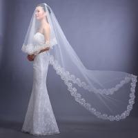 Velo De Novia Largo De 108'' 1 Capa Borde De Encaje Suave Tulle Para Bodas Baño De Flor De Loto Origin China Continental - details 5