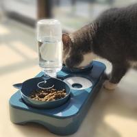 Cuencos para Gatos, baby Automático Pet Gatii Cat Para Agua y Comida Dispensadores automáticos de Agua Perfect Reclinable Neck Pction para Cat Chen (Azul) - details 2