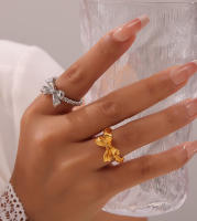 Nueva Moda de Plata y Oro Anillo Abierto girta Arco Mariposa elegant Mujeres Niñas Joyas de GIFT, LA Fashion simple personalidad Arco anillo de Diseño - details 4